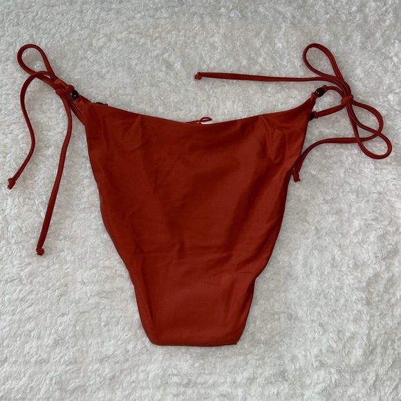 J. Crew Cheeky String Bikini Bottom Rust Orange With Beads Size Medium NWT - Picture 2 of 6